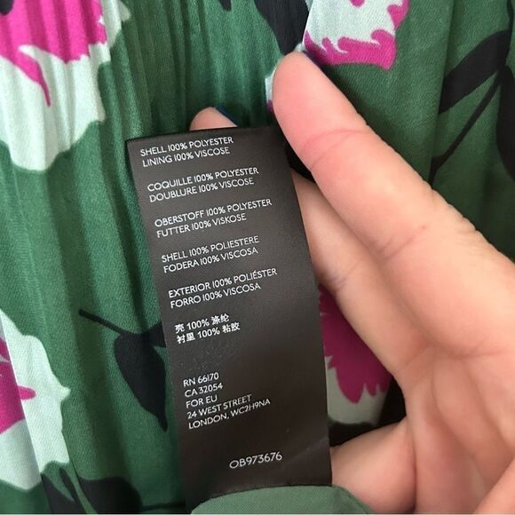 Anthropologie Floral Green Sleeveless Pleated Dress SIZE XS - Picture 7 of 8